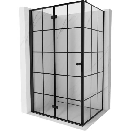 Mexen Mist-F T, 1-krídlový skladací sprchový kút ľavý 95 x 85 cm, čierna mriežka, čierny - 8A6T-095-085-70-77-L