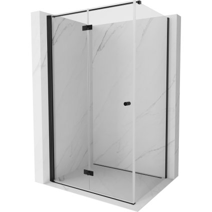 Mexen Mist-F T, 1-krídlový skladací sprchový kút ľavý 80 x 70 cm, číre sklo, čierny profil, 8A6T-080-070-70-00-L