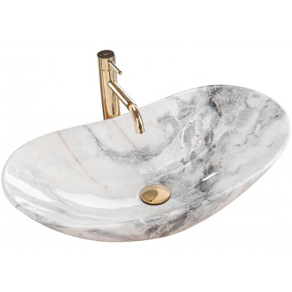 Rea Royal, keramické umývadlo na dosku 62 x 36 cm, imitácia kameňa Granit, REA-U8596
