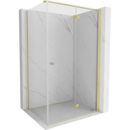 Mexen Mist-F T, 1-krídlový skladací sprchový kút pravý 120 x 100 cm, číre sklo, zlatý matný profil, 8A6T-120-100-55-00-P