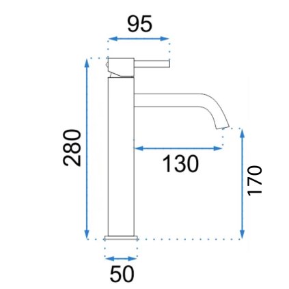 Rea Lungo Art, vysoká umývadlová batéria h-280, zlatá lesklá, REA-B8821