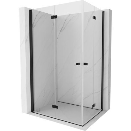 Mexen Mist-F Duo, skladací sprchový kút 100 x 90 cm, číre sklo, čierny profil, 8A6-100L-090P-70-00