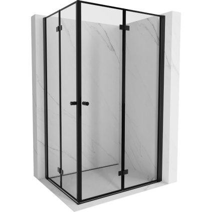 Mexen Mist-F Duo, skladací sprchový kút 75 x 110 cm, číre sklo-čierny rám, 8A6-075L-110P-70-70