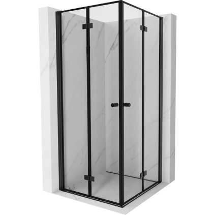Mexen Mist-F Duo, skladací sprchový kút 120 x 120 cm, číre sklo-čierny rám, 8A6-120L-120P-70-70