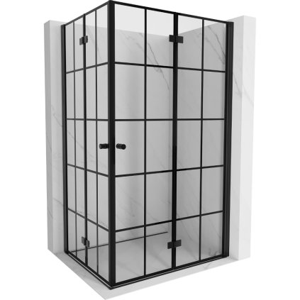 Mexen Mist-F Duo, skladací sprchový kút 85 x 100 cm, číre sklo-čierna mriežka, 8A6-085L-100P-70-77