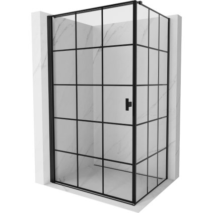Mexen Mist-B, 1-krídlový výklopný sprchový kút, ľavý, 100 x 70 cm, číre sklo-čierna mriežka, 8A2T-100-070-70-77-L