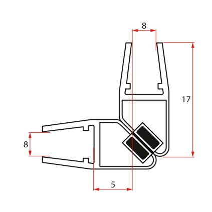 Polysan, Set magnetických tesnení 45 ° pre sklo 8mm, 2000mm, NDFL0342