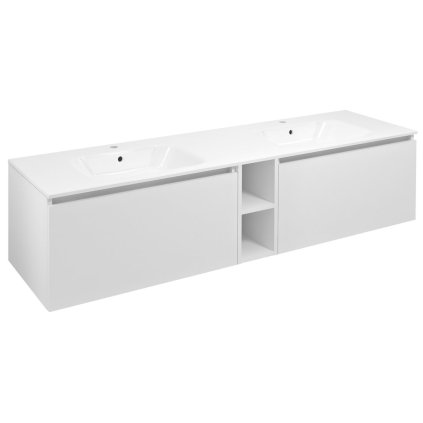 Sapho, LOREA skrinka s dvojumývadlom 181x46x51,5cm (80+20+80cm), biela matná, LE080-3131-04