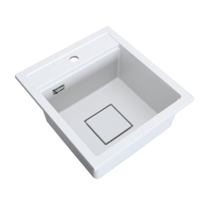 Gamma Quadro 4550, 1-komorový granitový drez 450x495x220 mm, biela, GMA-ZLE000220