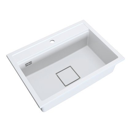 Gamma Quadro 7050, 1-komorový granitový drez 700x500x220 mm, biela, GMA-ZLE000236