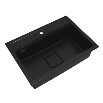 Gamma Quadro 7050, 1-komorový granitový drez 700x500x220 mm, čierna, GMA-ZLE000237