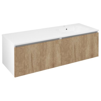 Sapho, LOREA skrinka s umývadlom 141x46x51,5cm (70+70cm), pravá, dub alabama/biela matná, LE070-2231-R-05