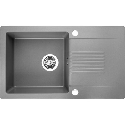 Laveo Celia, 1-komorový granitový drez 760x440x185 mm s dlhým odkvapkávačom, šedá, LAV-SJC1511T