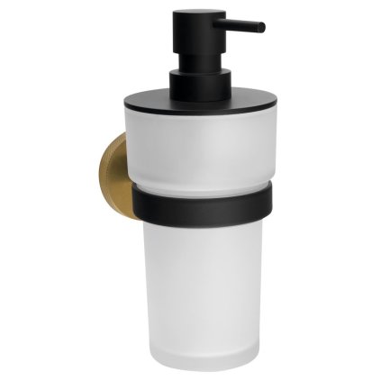 Sapho, LARISSA mydlenička 250ml, mliečné sklo, čierná/zlato mat, WS019BG