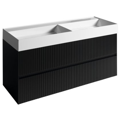 Sapho, FILENA umývadlová skrinka 118x51,5x43cm, čierna mat strip, FID1212BS