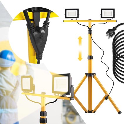 Toolight, Halogénová LED stavebná lampa na statíve 2x20W, RSL001-20N, KPL-10200