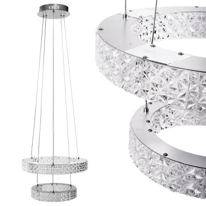 Toolight, LED krištáľové stropné svietidlo 40cm, 36W, 4000K, 3500 lm, MS006-CP, chrómová, OSW-09616