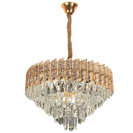 Toolight, krištáľové stropné svietidlo 50cm, 7xE14, G054-CP, zlatá, OSW-08948