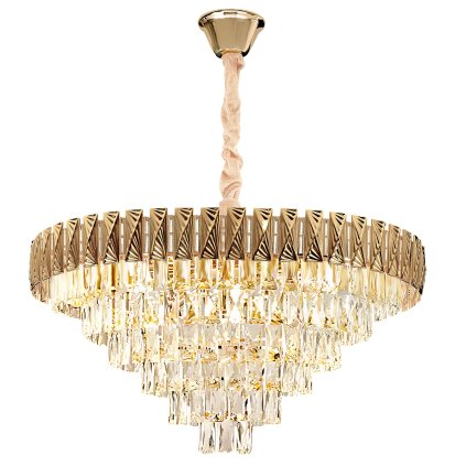 Toolight, závesné krištáľové svietidlo 80cm, 12xE14, G061-CP, zlatá, OSW-08995