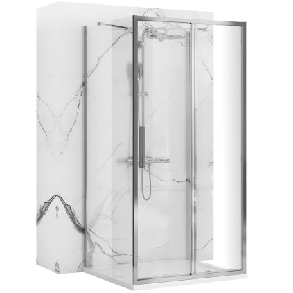 Rea Rapid Slide Wall, 3-stenný sprchovací kút s posuvnými dverami 100 (dvere) x 90 (stena) x 195 cm, 6mm číre sklo, chrómový profil, KPL-09101