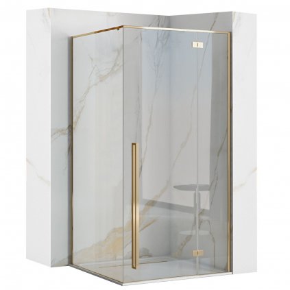 Rea Fargo Gold, sprchový kút s 1-krídlovými dverami 100 (dvere) x 80 (stena) x 195 cm, 6mm číre sklo, zlatý profil, REA-K4907