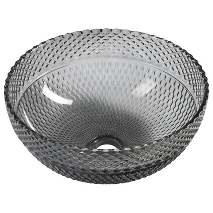 Sapho, BEAUTY gravírované sklenené umývadlo na dosku Ø 39,5cm, čierna, TY310