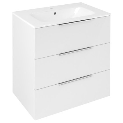 Sapho, CIRASA umývadlová skrinka 69,8x75x46cm, 3x zásuvka, biela lesk, CR731-3030
