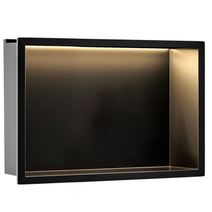 Rea, LED polička na zapustenie 45x30x10 cm, 12W, 3000K, čierna matná, REA-08546