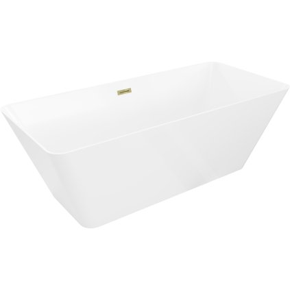 Mexen Velo Slim, voľne stojaca vaňa 170 × 75 cm, biela lesklá, zlatý lesklý prepad, 52811707500-50
