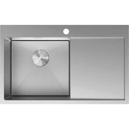 Mexen Exar, 1-komorový nerezový drez s odkvapkávačom, ľavý, 780 x 480 mm, brúsená oceľ, 6433781010L-01