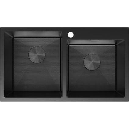 Mexen Xorin, 2-komorový nerezový drez 780 x 450 mm, čierna, vzor voština, 6441782000-70HC