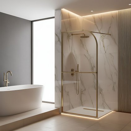 Rea Sky, sprchová zástena Walk-In 120x200 cm, zlatá matná, REA-K4331