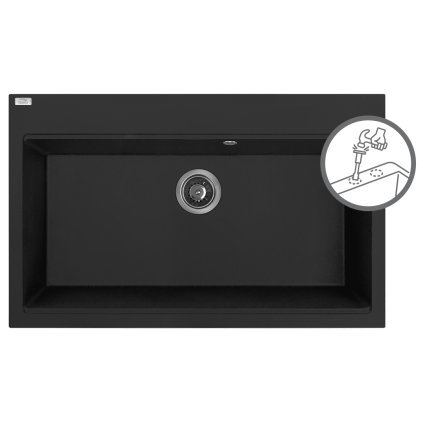 Laveo Tau, 1-komorový granitový drez 800x500x215 mm, čierna, LAV-SBT_B108