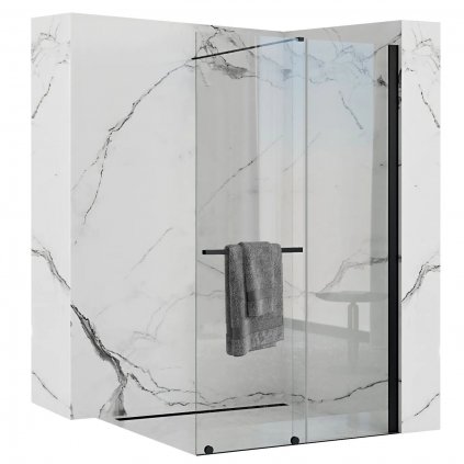 Rea Cortis, posuvná sprchová zástena 100x195cm, 6mm číre sklo, čierny profil, REA-K7740