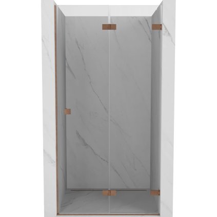 Mexen Lunar-F, pravé skladacie sprchové dvere 80 cm, 8mm číre sklo, medený matný profil, 836-080-000-65-00-P