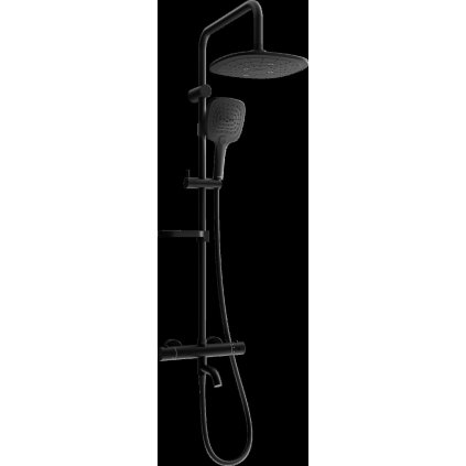 Mexen KX17 sprchový set s hornou hlavicou  24 cm s termostatickou vaňovou batériou Kai, čierna, 779001791-70