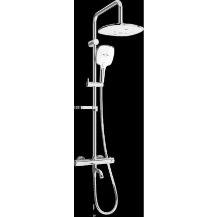 Mexen KX17 sprchový set s hornou hlavicou  25 cm, s termostatickou vaňovou batériou Kai, chrómová-biela, 779001791-02