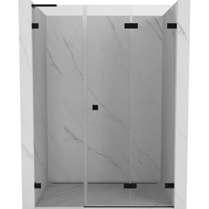 Mexen Lunar-F, L pravé skladacie sprchové dvere 115 cm, 8mm číre sklo, čierny matný profil, 836SL-115-050-70-00-P