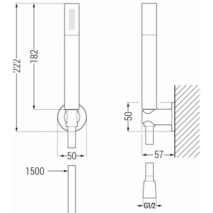 Mexen príslušenstvo - podomietkový 1-bodový ručný sprchový set R-70, chrómová, 785705051-00