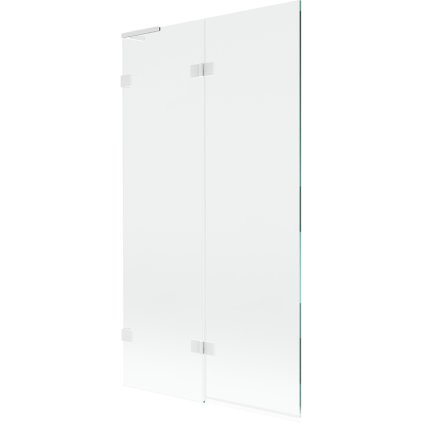 Mexen Lunar L, 2-krídlová vaňová zástena, ľavá 100 x 150 cm, 8mm číre sklo, biely profil, 897L-100-100-20-00-L