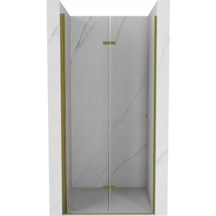 Mexen Lima, skladacie sprchové dvere do otvoru 70 x 190 cm, 6mm číre sklo, zlatý profil, 856-070-000-50-00