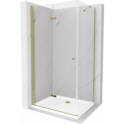 Mexen Lima sprchovací kút 80x70cm, 6mm sklo, zlatý profil - číre sklo + Slim sprchová vanička - 856-080-070-50-00-4010