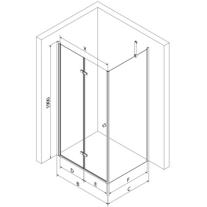 Mexen Lima sprchovací kút 90x80cm, 6mm sklo, zlatý profil - číre sklo + Slim sprchová vanička - 856-090-080-50-00-4010