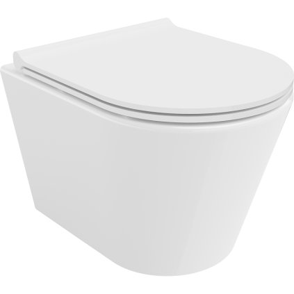 Mexen Rico závesné wc Rimless s toaletným Slim sedátkom z duroplastu, biela - 30720500