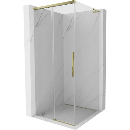 Mexen Rox, L posuvný sprchový kút 100 x 100 cm, číre sklo, zlatý profil, 8C2L-100-100-50-00