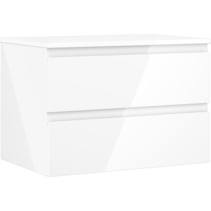 Mexen Orio, kúpeľňová skrinka 70 cm s hornou časťou, 2 zásuvky, biela lesklá, 91A10-07047-2-BFFC00