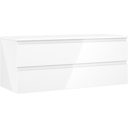 Mexen Orio, kúpeľňová skrinka 120 cm s hornou časťou, 2 zásuvky, biela lesklá, 91A10-12047-2-BFFC00