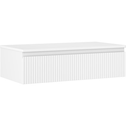 Mexen Rivel, kúpeľňová skrinka 90 cm s hornou časťou, 1 zásuvka, drážkovaná, biela matná, 91A20-09023-1-BFC01