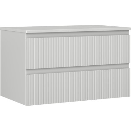 Mexen Rivel, kúpeľňová skrinka 80 cm s pracovnou doskou, 2 zásuvky, drážkovaná, matná sivá, 91A20-08047-2-BFFC62