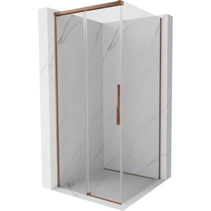 Mexen Rox, posuvný sprchový kút 120 x 120 cm, 8mm číre sklo, ružové zlato profil, 8C2-120-120-60-00